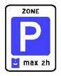 blauwe zone bord